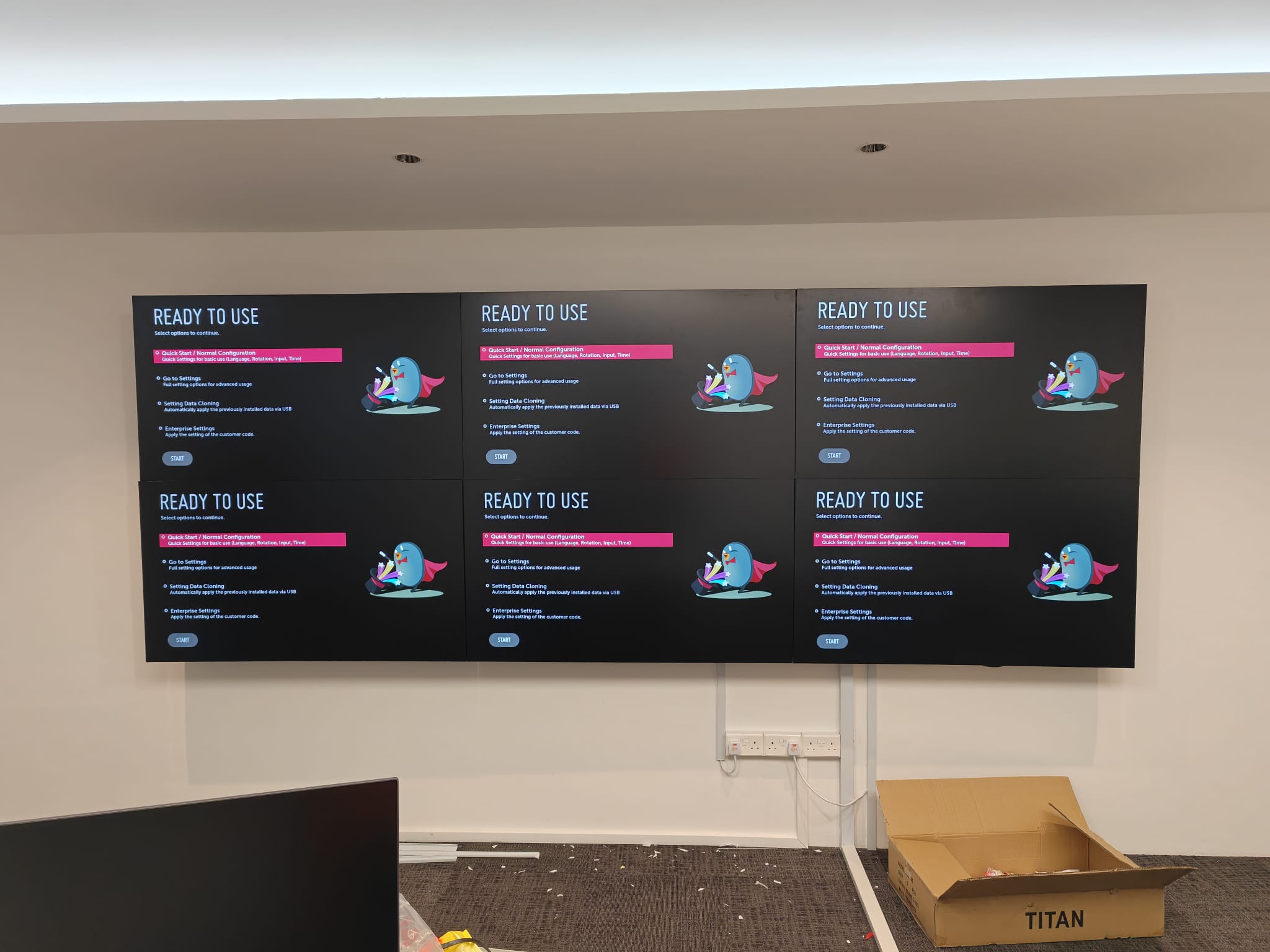 LCD video wall Singapore — commercial panels commissioned on site by Rezolva